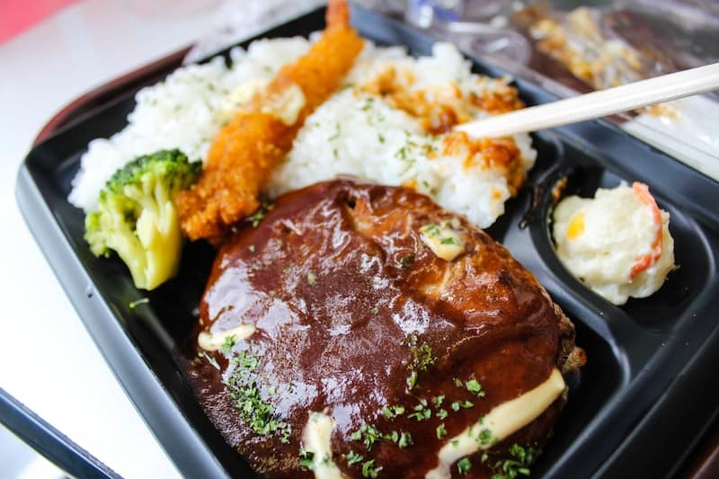 Hamburg Steak meal from a convenience store (JPY 398)