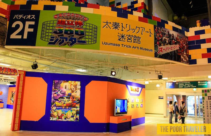 A Dragon Ball Z Exhibit below the Trick Art Museum